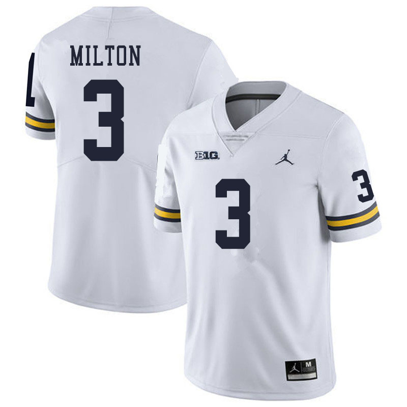 Men #3 Joe Milton Michigan Wolverines College Football Jerseys Sale-White